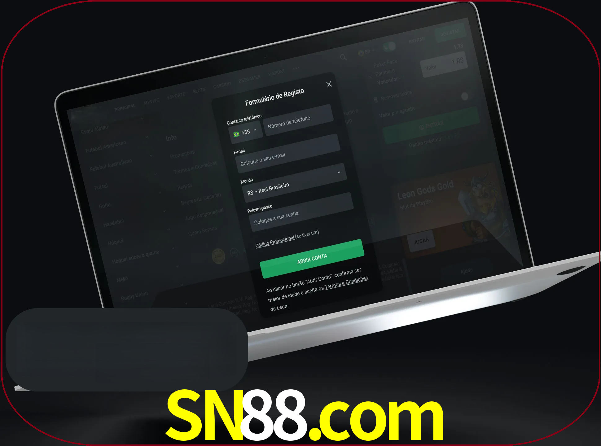 Abra o site da LeonBet e crie sua própria conta.